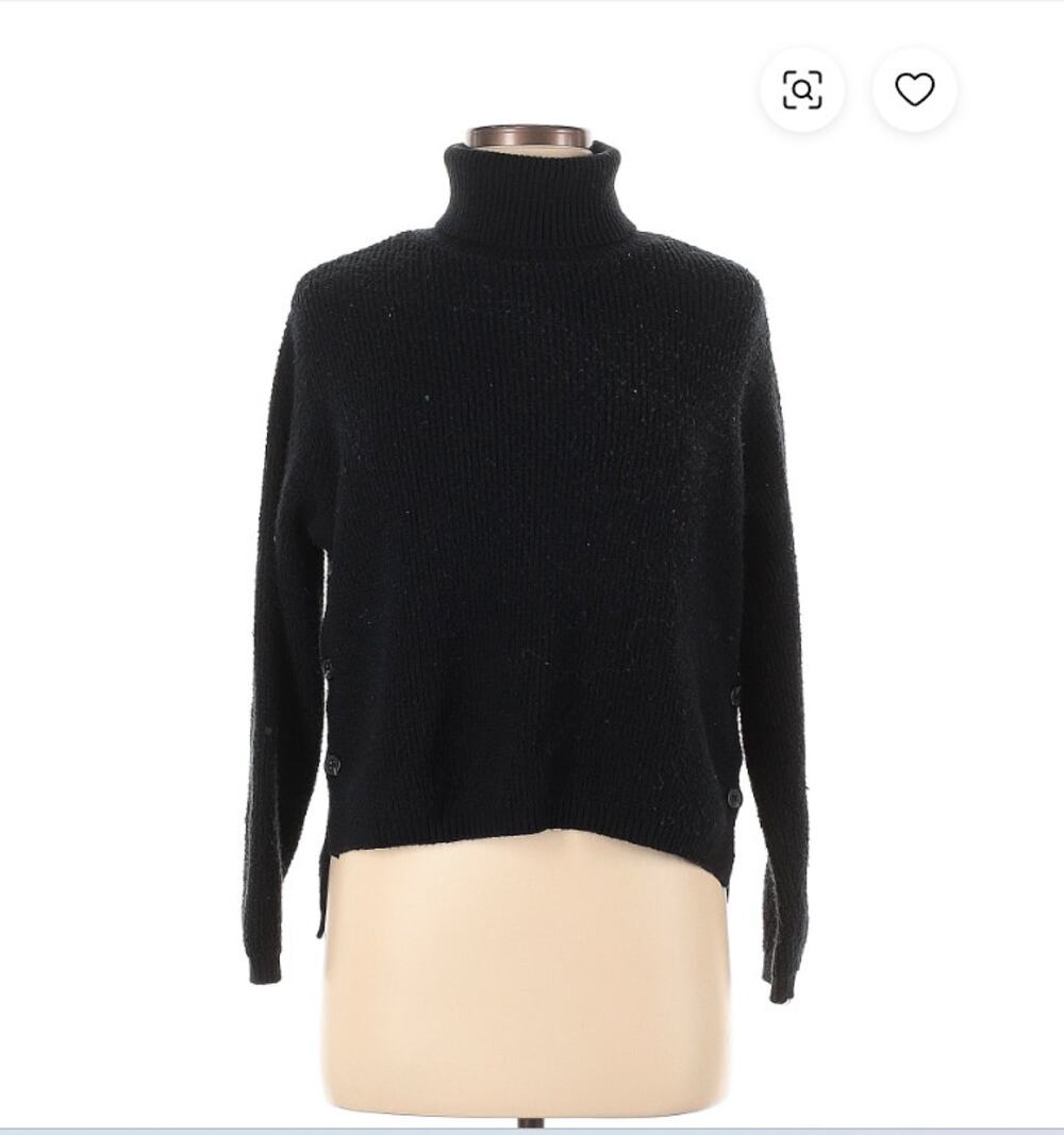 1. State Black Sweater Turtleneck Side button detail high low Size XS new